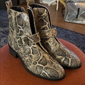 Express Snakeskin Ankle Boots in Beige and Black